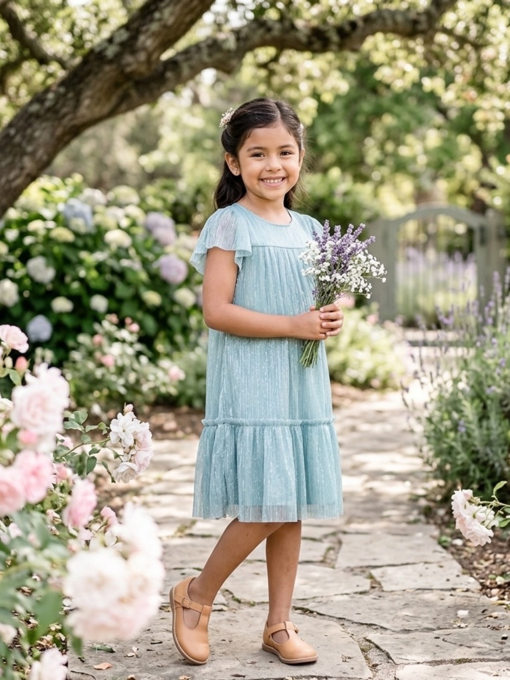 Crewcuts Shimmering Teal Kids Dress
